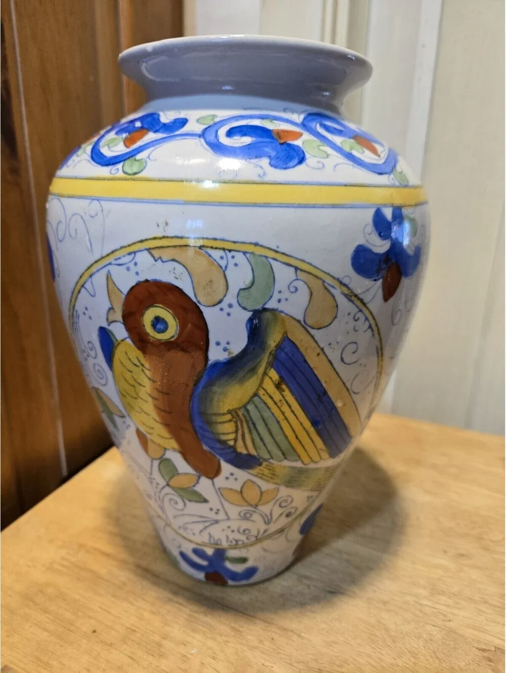 Chinese Vase WBI Bird of Paradise Motif Hand-Painted 11